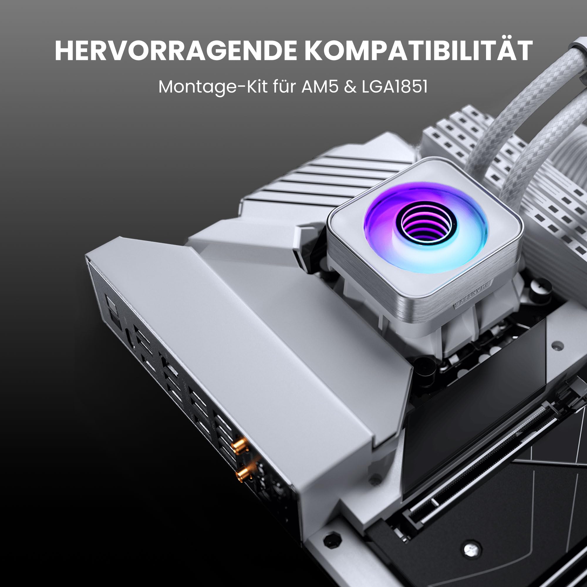 Dissipatore di calore a liquido per CPU Phanteks GO 360D30 X2 AIO, design del condensatore AIO EvolvX2,ventole D30-120 DRGB con prestazioni 3x,per Intel LGA 1851,1700,1200,115x e AMD AM4/AM5, Bianco