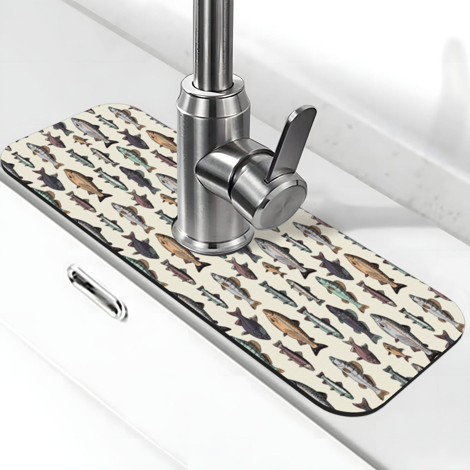 Tapete vintage para grifo de cocina de 15 x 5.5 pulgadas absorbente para secado rápido