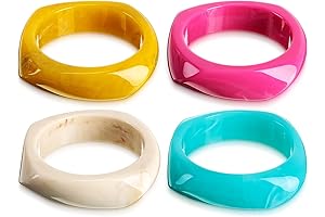 4 Pcs Colorful Square Acrylic Bangles for Women