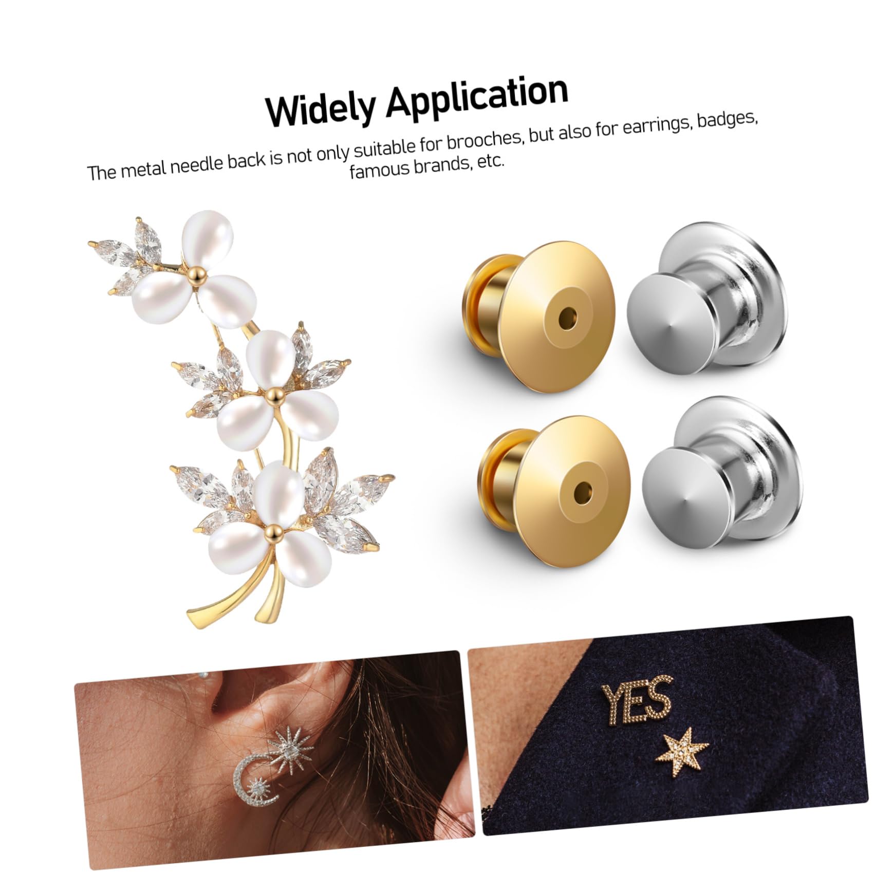 DOITOOL 10Pcs Metal Locking Pin Backs for DIY Crafts Durable Enamel Pin Backs Lightweight Brooch Locking Pins for Jewelry and Decorative Clothing for Weddings and Parties