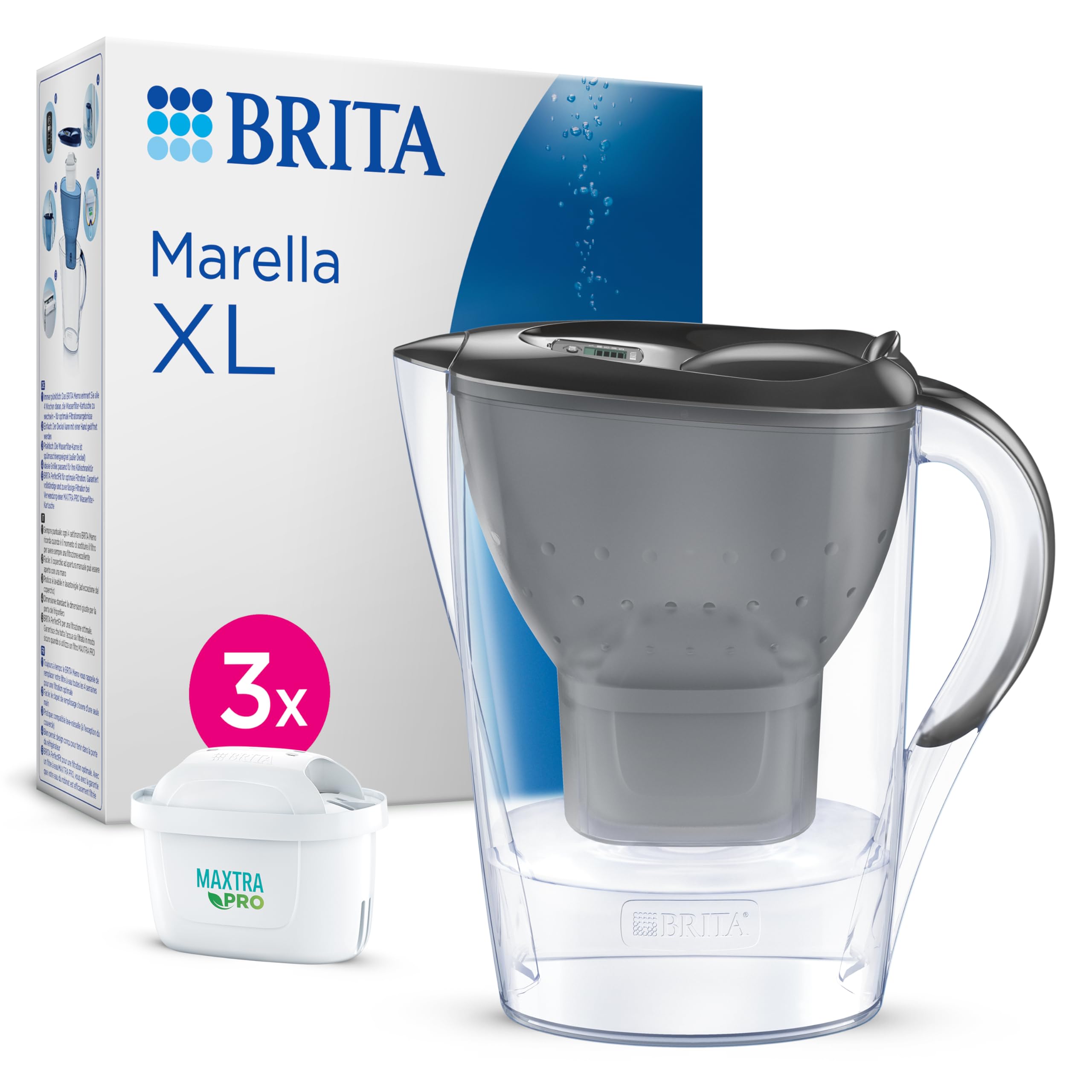 BRITA Marella XL 3x Maxtra Pro All-In-1 Filtreli Sürahi Paketi Pro - Grafit (3.5 lt)