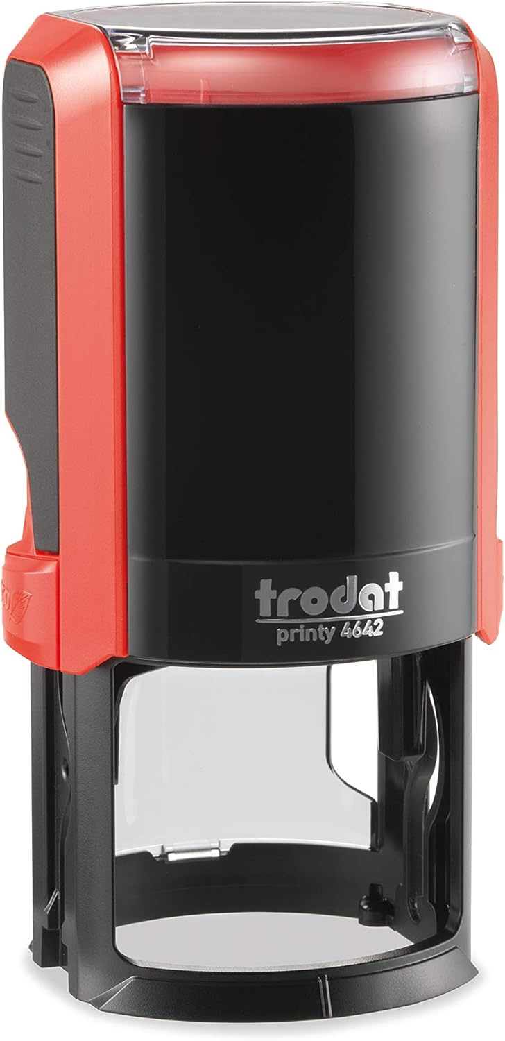 Stamp Seal for a Corporation with Self Inking Function, 1.6 x 1.6 Inches, Flame Red Body, Black Ink, 1 Count (4642)