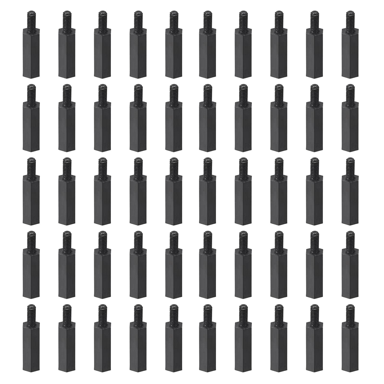 YOKIVE 50 Pcs M2.5 Standoff Screws, Nylon Hex PCB Standoffs with High Insulation Effect, Keep Height Consistent, Great for Motherboard (Black, 15mm+6mm)-image-23