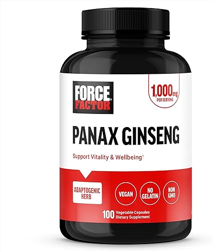 Force Factor Panax Ginseng Suplemento adaptogénico de ginseng coreano para apoyar la energía, la claridad y el bienestar, sin OMG, apto para