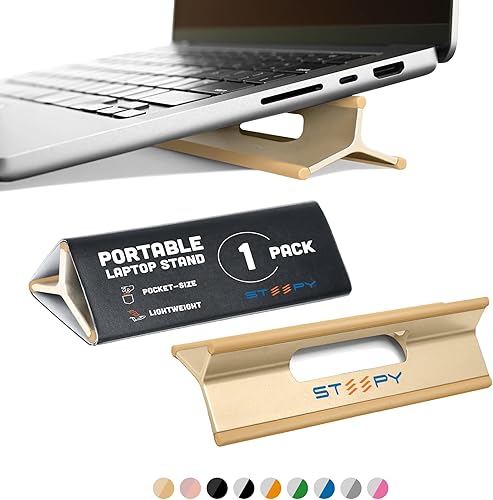 Steepy Soporte ajustable para laptop, elevador de computadora de 3 alturas para escritorio, soporte portátil para laptop con altura ajustable