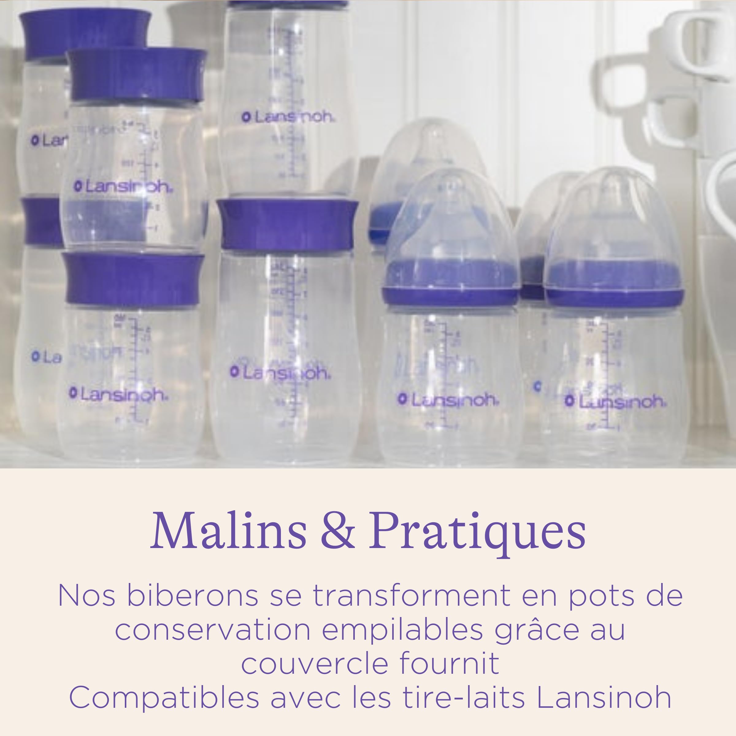 Lansinoh - Biberon PP Natural Wave 2x240ml - Système Anti-Colique AVS - Tétine Large Souple - Réduit Confusion Sein-Tétine - Sans BPA - Débit Adapté - Allaitement Mixte & repas sereins - Dès 0 mois