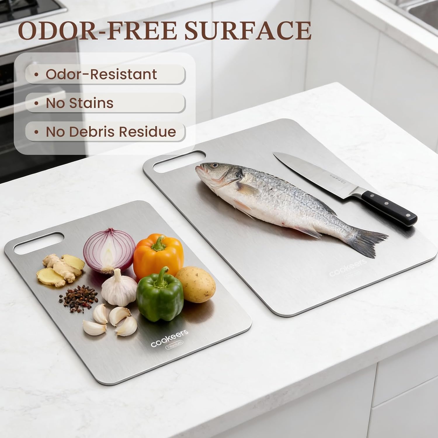Titanium Cutting Board set of 2-2026 New Upgraded Pure Titanium Double Sided Cutting Boards for Kitchen, Hygiene Durable Dishwasher Safe Chopping Board for Meat, Vegetables, Kitchen Gift(M+S+Mat)