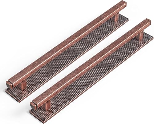 Goo-Ki 2 Pack Cabinet Handles Antique Copper Kitchen Drawer Pulls with Backplate