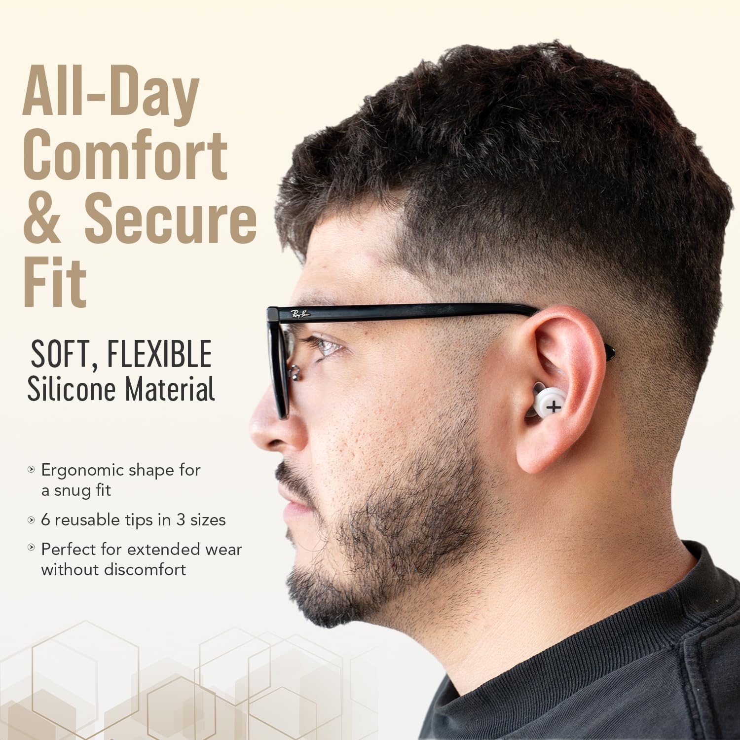 Tapones de silicona suave para cancelación de ruido, dormir, protección auditiva, 40 dB, dormir, viajes, trabajo, estudio, 6 almohadillas reutilizables (gris ahumado)
