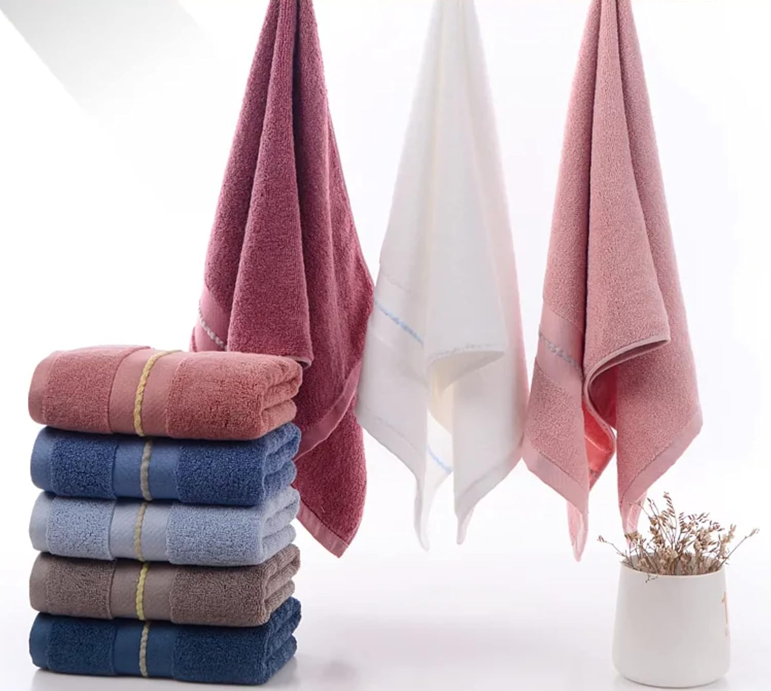 Bamboo Viscose Luxury Bath Towels Set (3 pcs - 1 Bath, 1 Hand & 1 face), Super Soft and Highly Absorbent, Durable and Lint-Free, Light-Weight