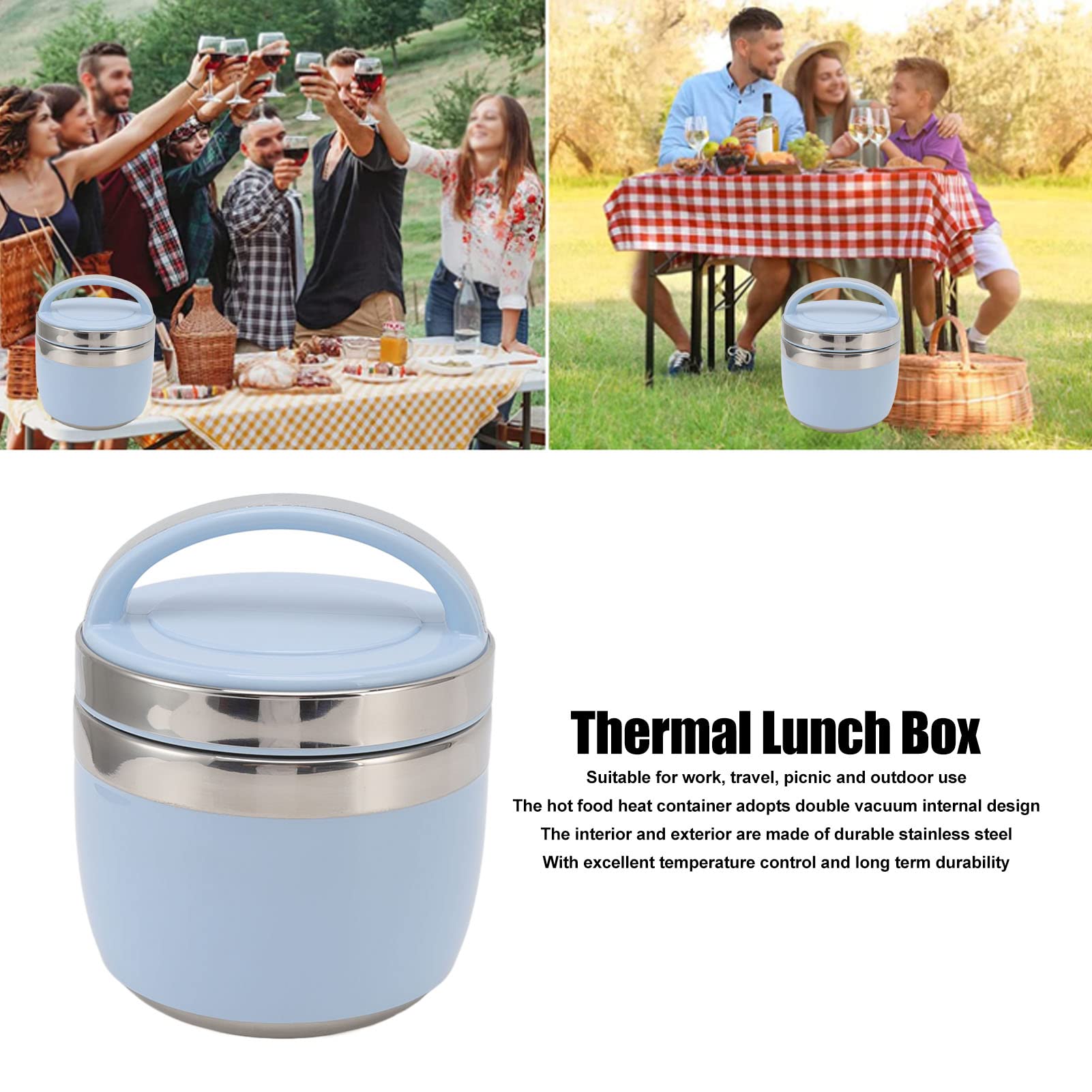 Isolierter Lebensmittelbehälter 1,5L, Langlebiger Stahl, for Mahlzeiten | Vakuum-Doppelwandtechnologie, auslaufsicher, hält Lebensmittel warm, ideal für Arbeit, Reisen