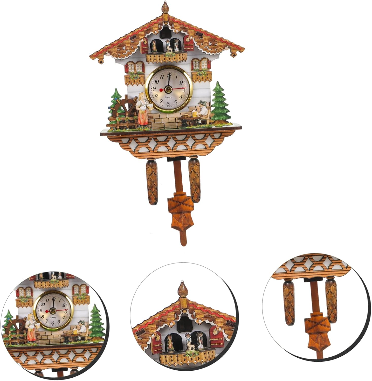 Cabilock Traditional Cuckoo Wall Clock with Analog Wall Hanging Clock for Office and Home Decor Easy to Install Accurate Timekeeping Simple Style Living and Store