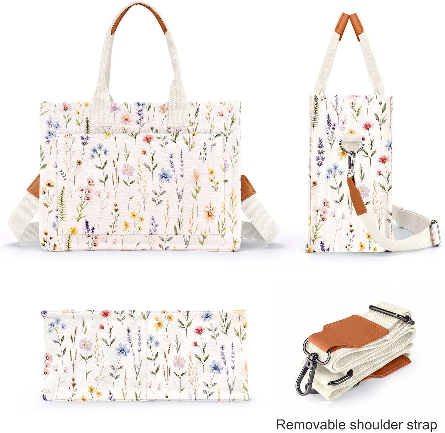 Canvas Tote Bag for Women with Pockets Crossbody Bag Tote Shoulder Handbags Casual Work Bags Everything Tote Bag