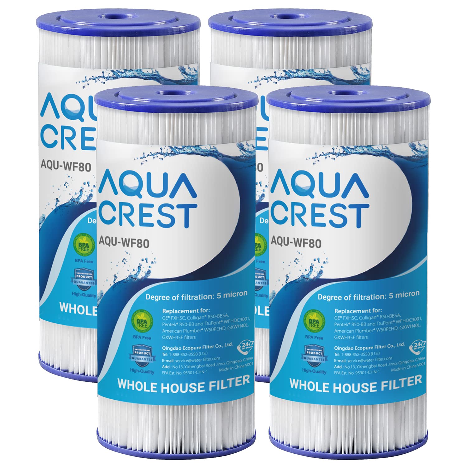 AQUA CREST FXHSC Whole House Water Filter Replacement for GE FXHSC GXWH40L GXWH35F American Plumber W50PEHD W10-PR Culligan