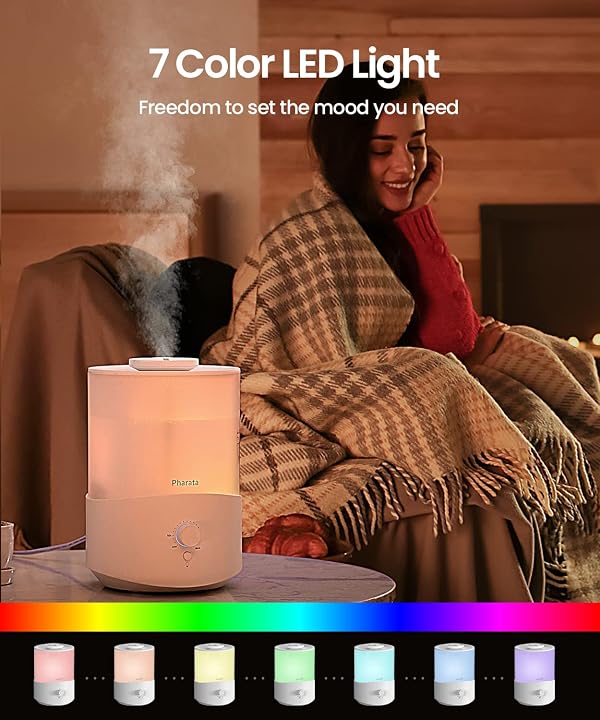 Pharata Humidifiers for Bedroom Large Room, 2.5L Cool Mist Humidifier with Essential Oil Diffuser, Top Fill Humidifier for Baby, Home, Plant, Ultrasonic Humidification for whole house, Auto Shut-Off by Pharata - Image 7