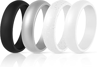 Silicone Wedding Bands for Women, Dome Unique Anniversary Rings 5.5mm Wide 2mm Thick - 1/2/3/4/5/6/7/8/12 Variety Multipack