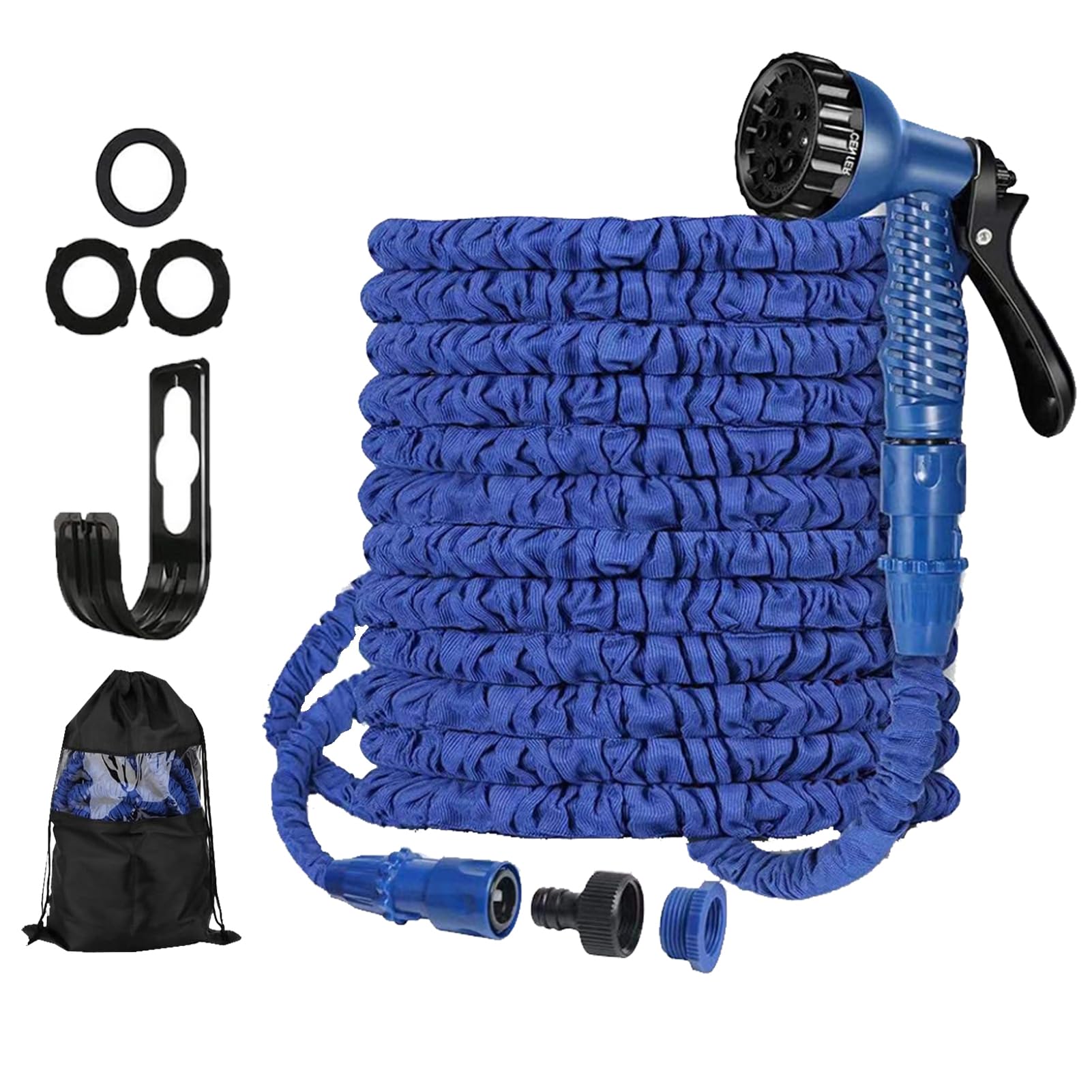 Velorix Blue Expandable Garden Hose 50M Heavy Duty, Flexible & Durable Leakproof Hose Pipe With 8 Spray Nozzles, Lightweight For Outdoor Gardening, Car Washing, Watering Plants (,50Ft-15M)