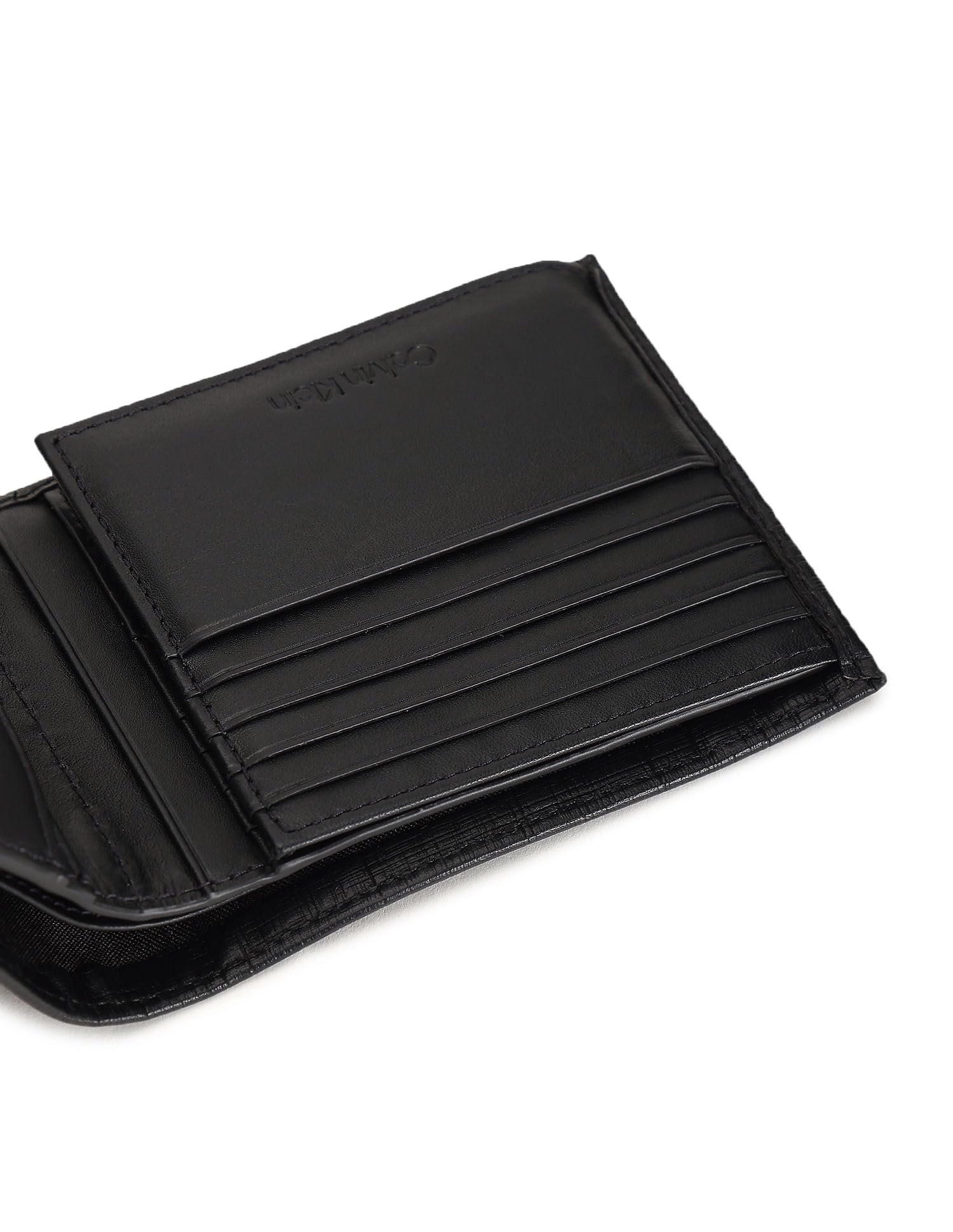 Calvin Klein Cuero monedero CK Must Check Trifold 10CC W/Coin Black negro