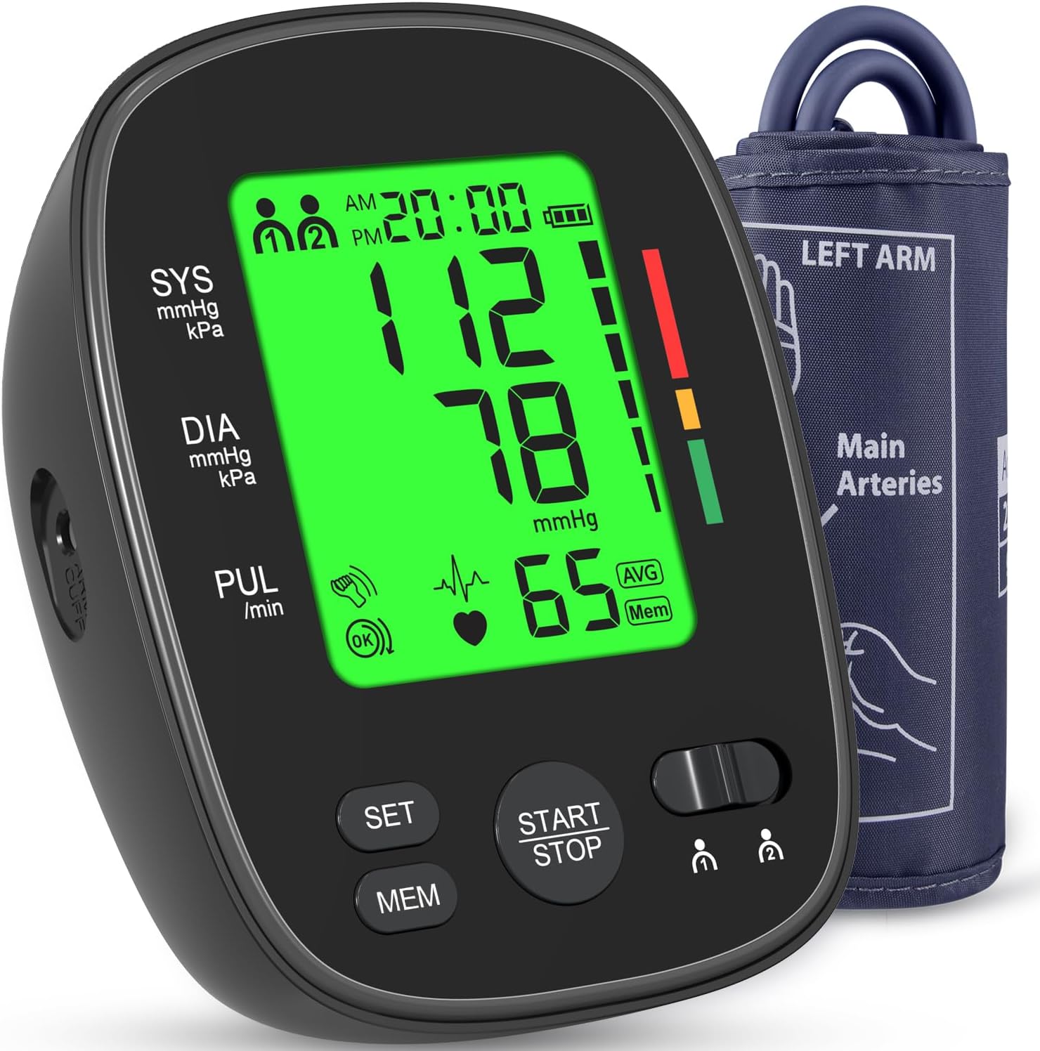 Blood Pressure Monitor Upper Arm: Automatic Blood Pressure Monitors for Home Use - Electric BP Machines Large Cuff 8.7"-16.5" Adjustable - LCD Digital Display 2 Users 99 Sets Memory