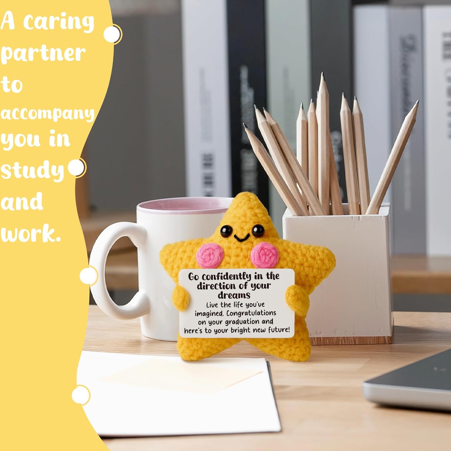 AVALYNNE かぎ針編みの星 卒業ギフト 高校&amp;大学卒業のおめでとうの記念品 息子娘へのモチベーションを高めるデスクデコ