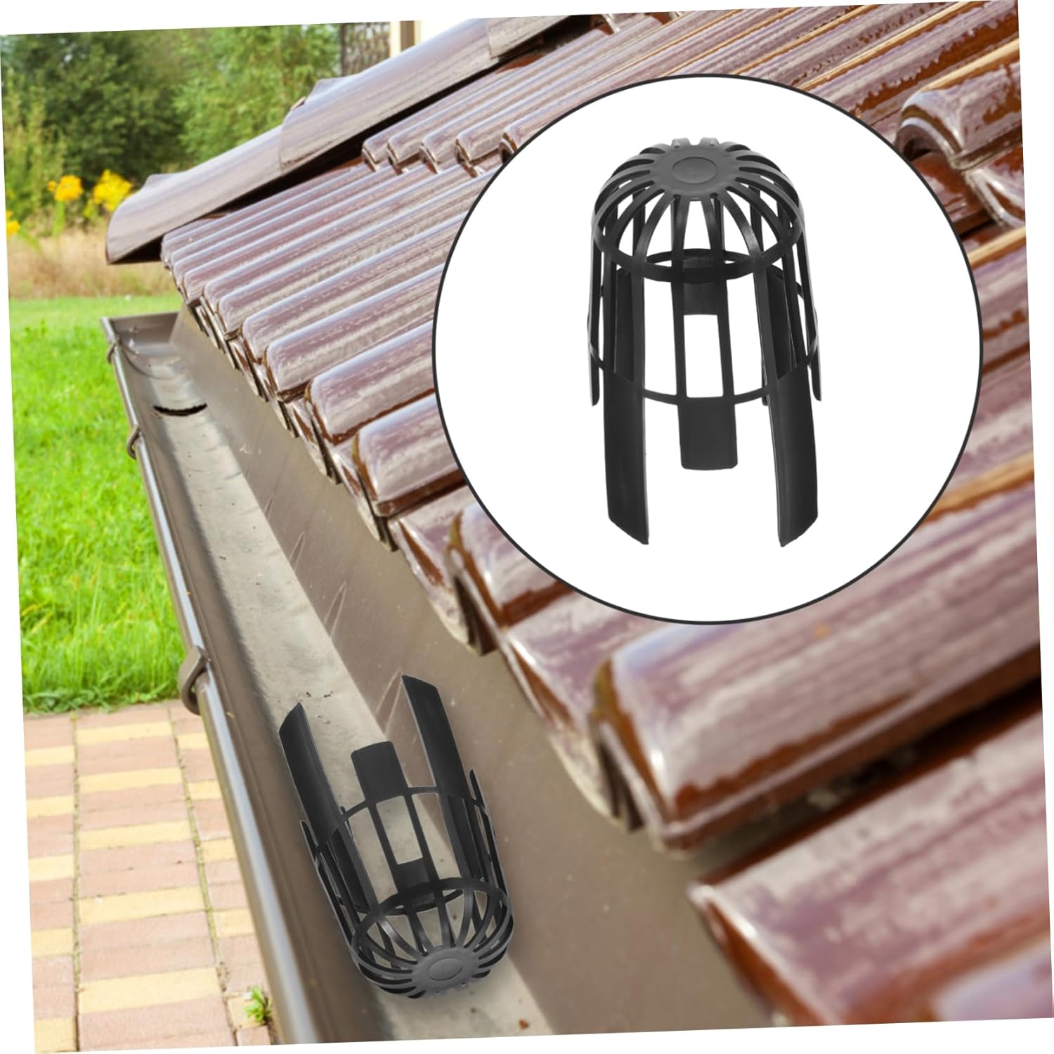 POPETPOP 5pcs Outdoor Gutter Guard Strainer Drainage to Prevent Clogging Weather-resistant Mesh for Downspouts and Gutters