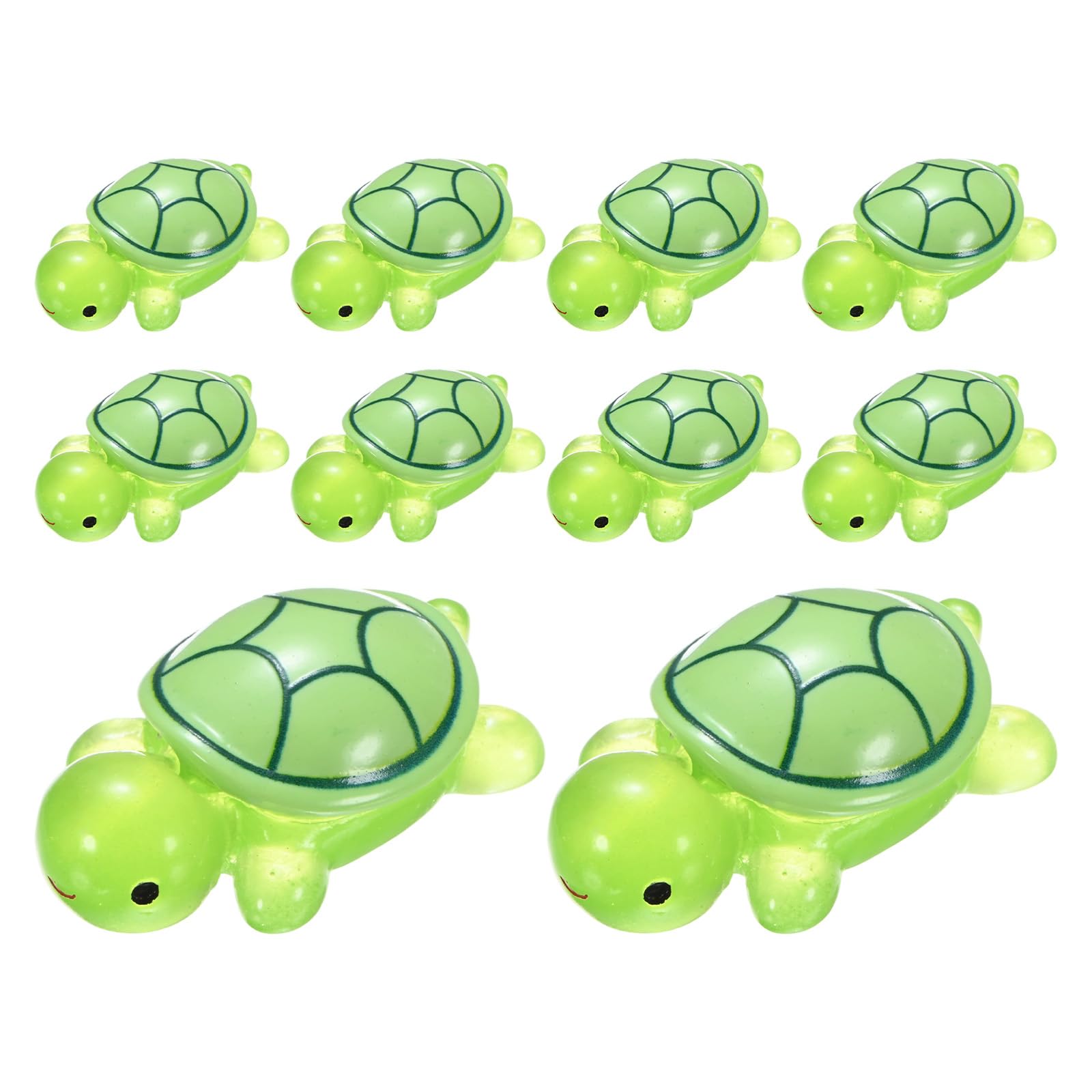 M METERXITY 10-Pack Luminous Medium Resin Turtles, 3.39" Glow in the Dark Tiny Sea Turtle for Fairy Garden/Micro Landscaping/Dollhouse, Cute Miniature Ocean Animal Figurine to Hide [Green]