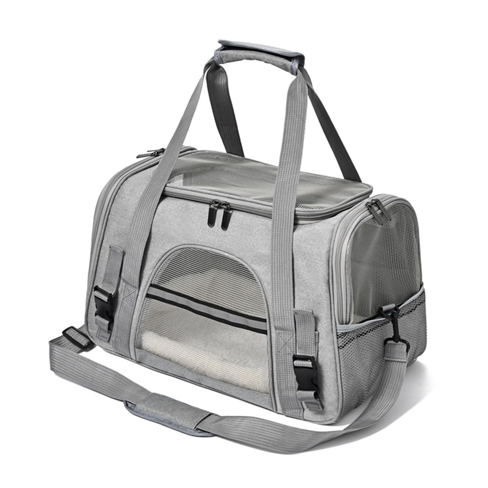 Transportín para gatos pequeño con almohadilla extraíble y malla de ventilación lateral