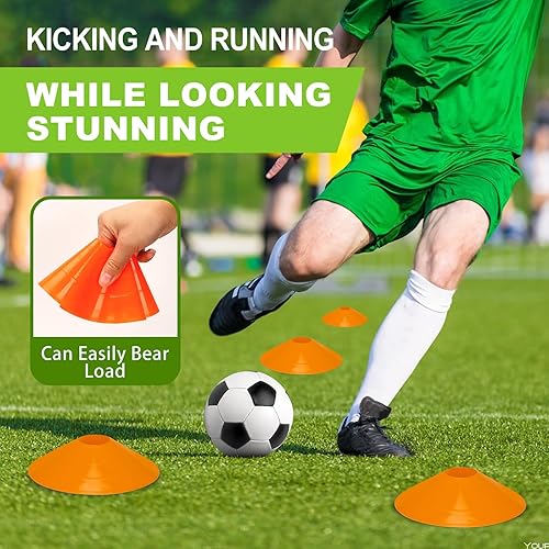 Miniatura 5 de Juego de 25 conos de fútbol de agilidad con bolsa de transporte y para conos de fútbol para entrenamiento, fútbol, baloncesto, entrenamiento, conos