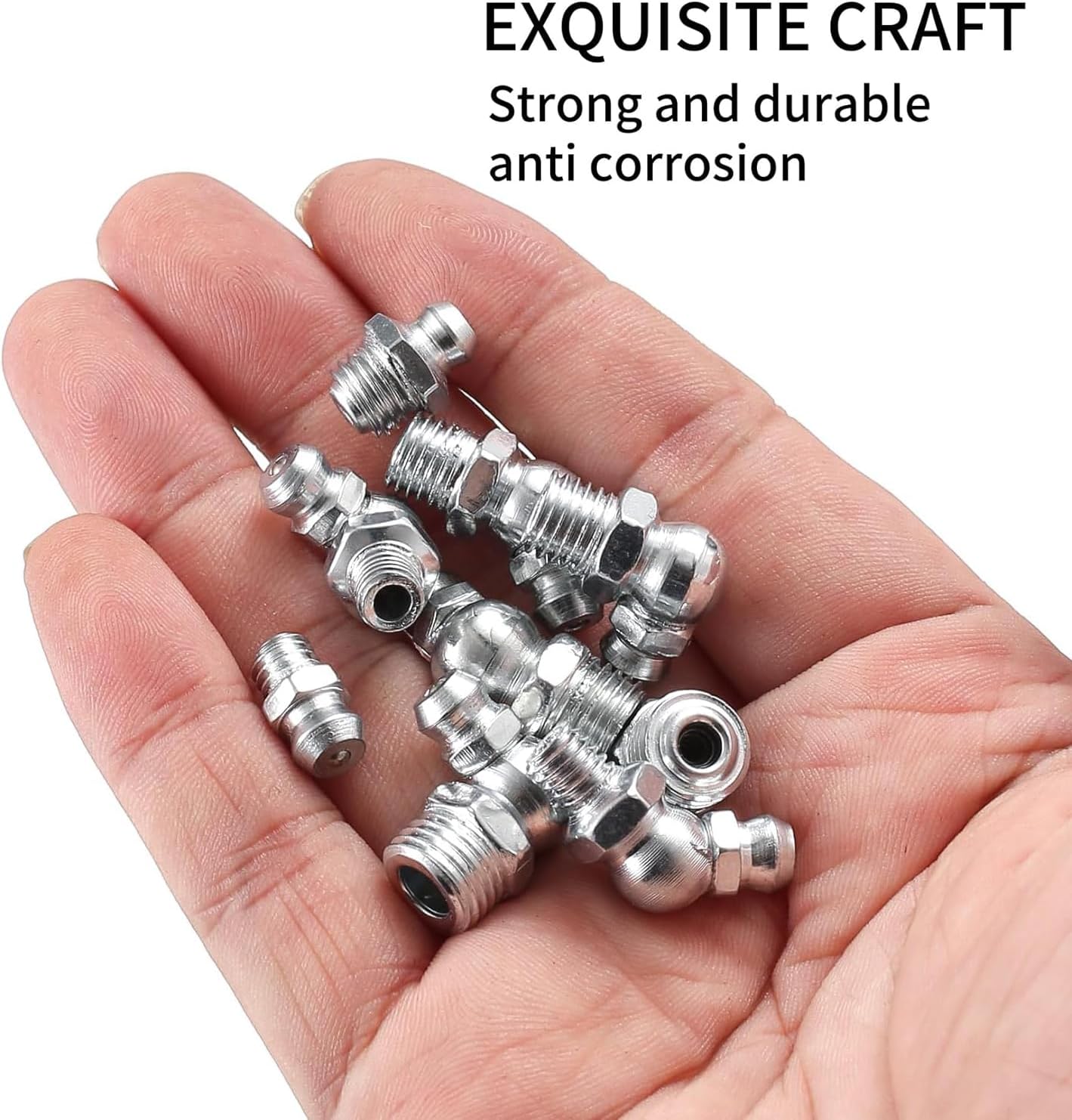 60 Pcs Metric Grease Fittings Kit,Hydraulic Grease Zerk Assortment Kit, 45 90 Degree Grease Gun Fittings,M6 M8 M10 Straight and Angled Grease Zerk Kit for Grease Guns Mechanical Lubrication thumbnail