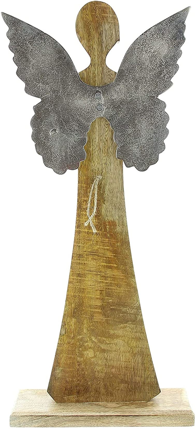 Dekoleidenschaft Engel Silver Star aus Mango-Holz & Metall, 62 cm hoch, Dekofigur, Weihnachts-Dekoration, Weihnachtsengel