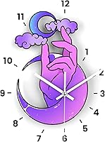 Vista 3 de Reloj de pared de madera, arte de pared, decoración del hogar, calcomanías mágicas de números para bricolaje, sala de estar, nubes, cocina, hongo