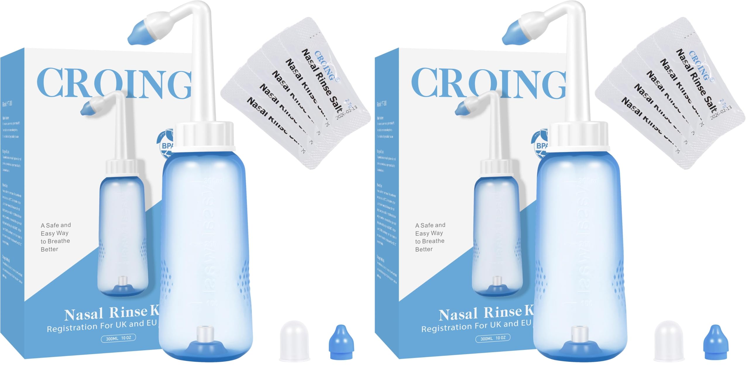 Douche nasale double action avec 40 sachets de sel pour les sinus - 14