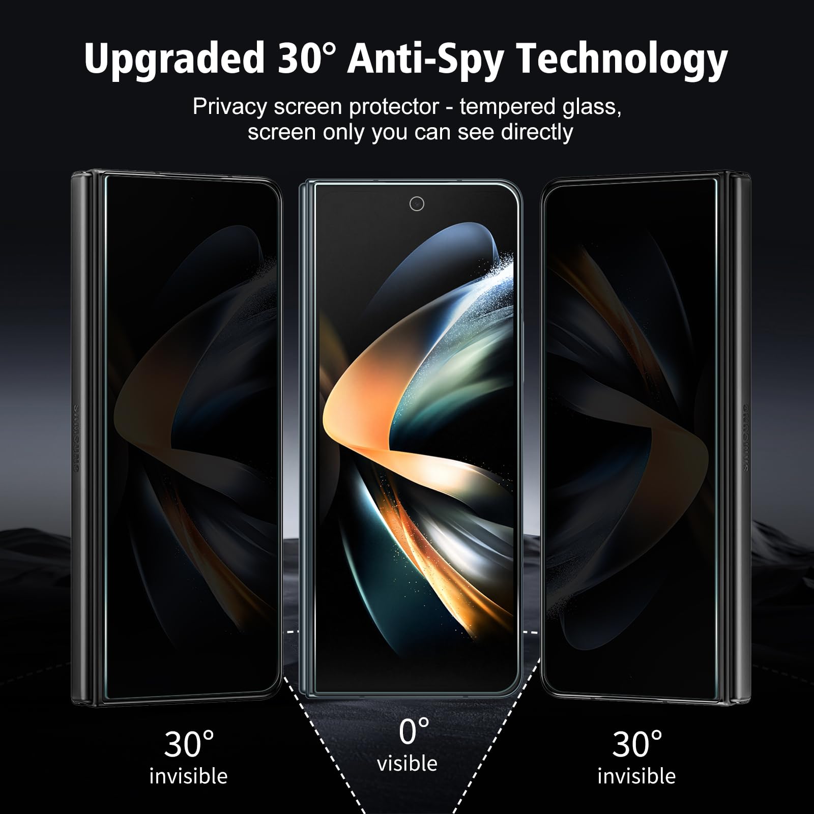 3-pak do Samsung Galaxy Z Fold 5/Z Fold 4 ochrona ekranu prywatności, folia ze szkła hartowanego o twardości 9H, odporna na zarysowania