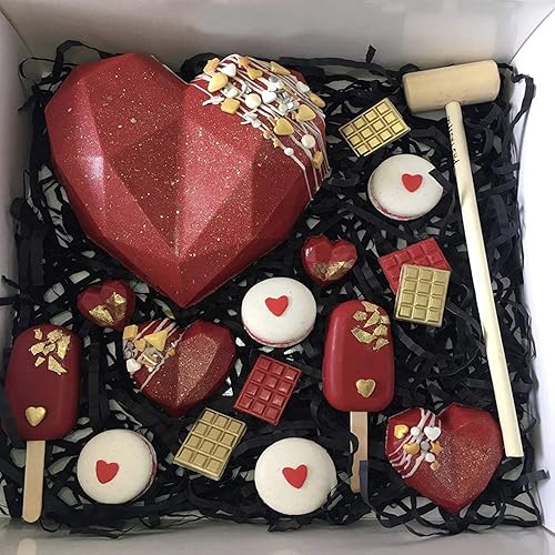 Miniatura 7 de Paquete de 2 moldes de chocolate con forma de corazón de diamante  Molde de pastel de mousse de corazón 3D de 15 agujeros  Mini molde de silicona