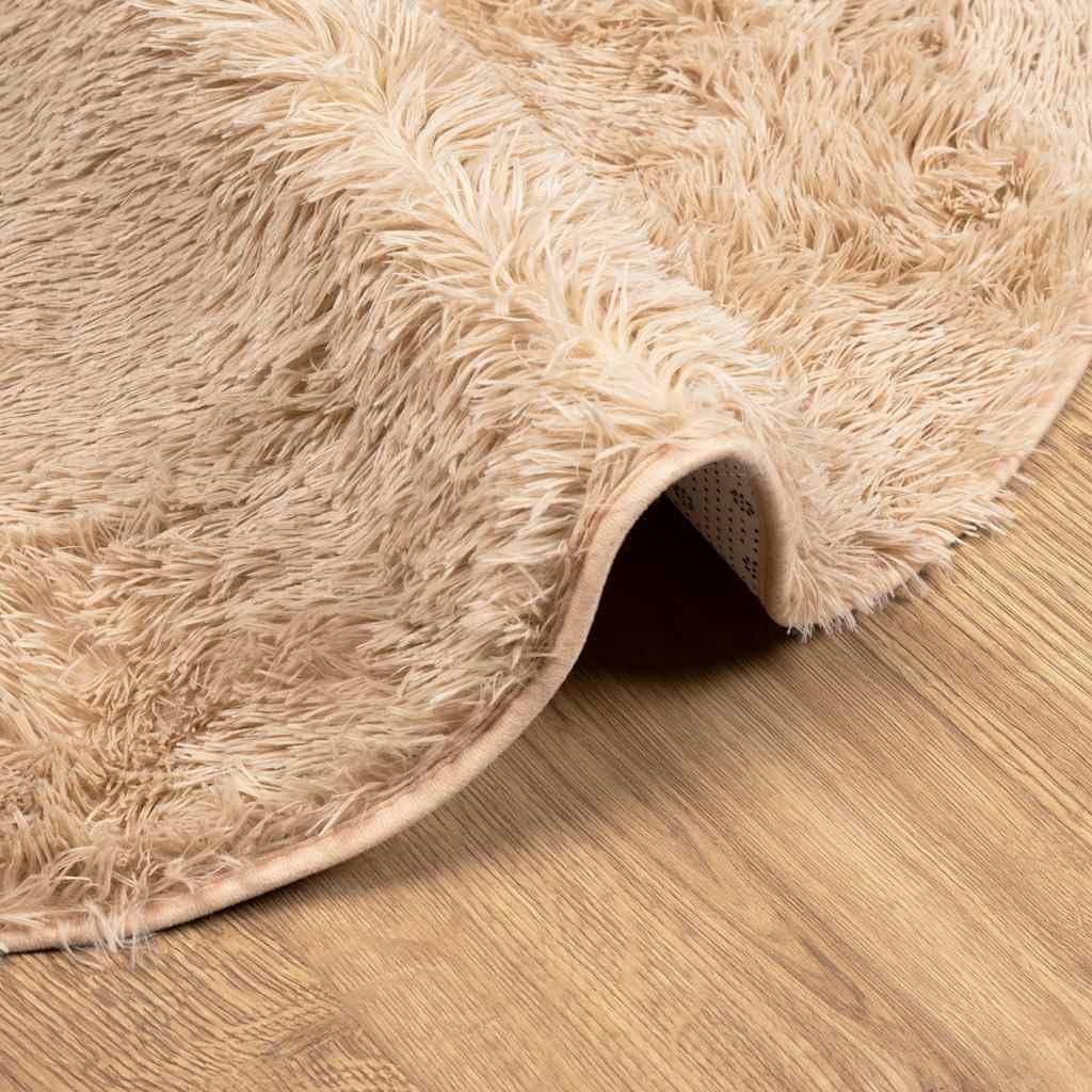 Solivagant Tappeto Shaggy a Pelo Lungo NAVARRA Beige 160x160 cm Poliestere,Beige,1.43kg