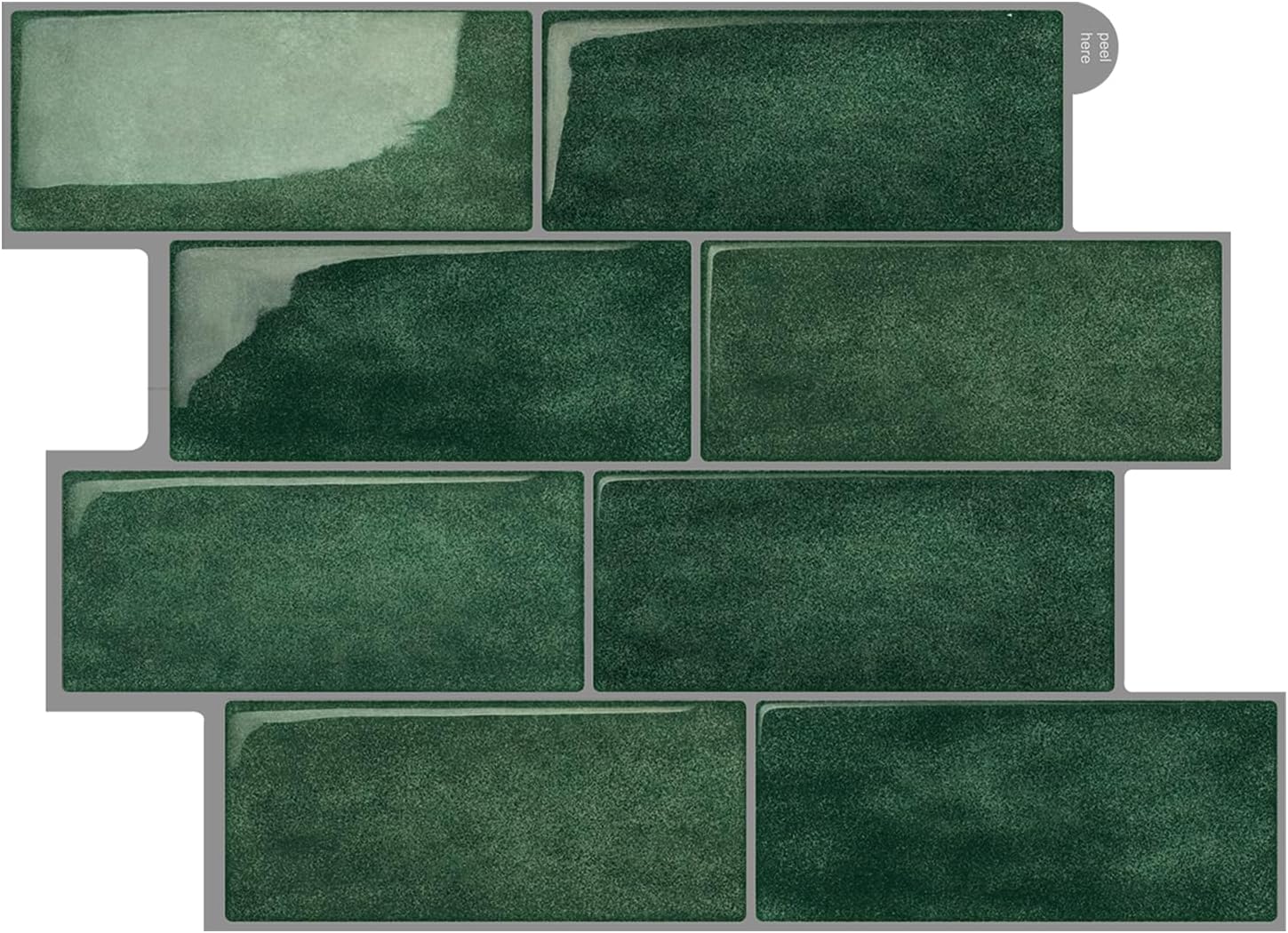 VEELIKE Peel and Stick Wall Tiles Dark Green Marble Kitchen Backsplash ...