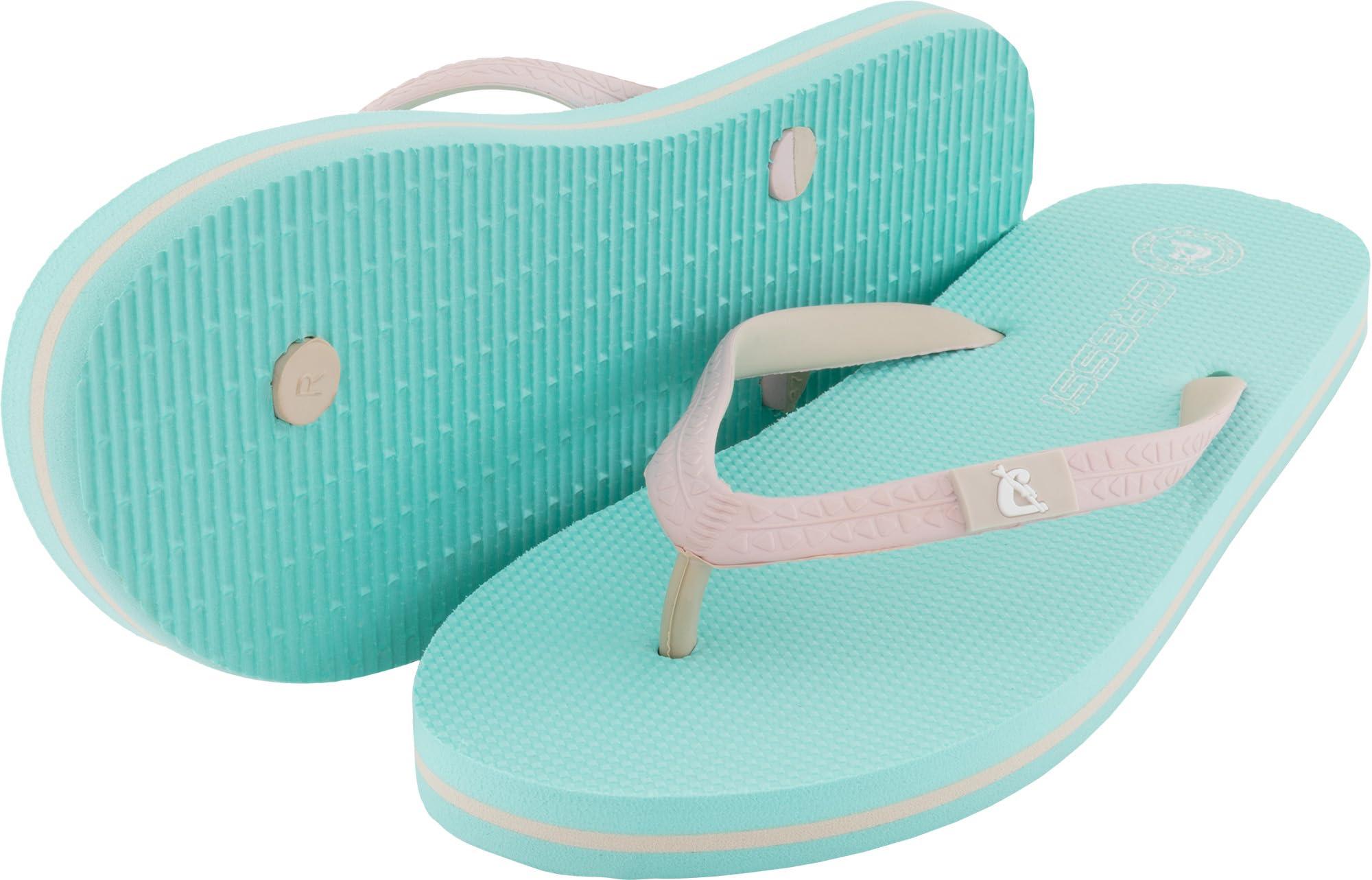 Cressi since 1946 - St Tropez Flip Flops - Perfect for Beach, Sea, Pool, Gym, Leisure, Quick Drying, Soft Shock Absorbing, Non Slip, Aquamarine/Pink - 2.5/3.5 UK