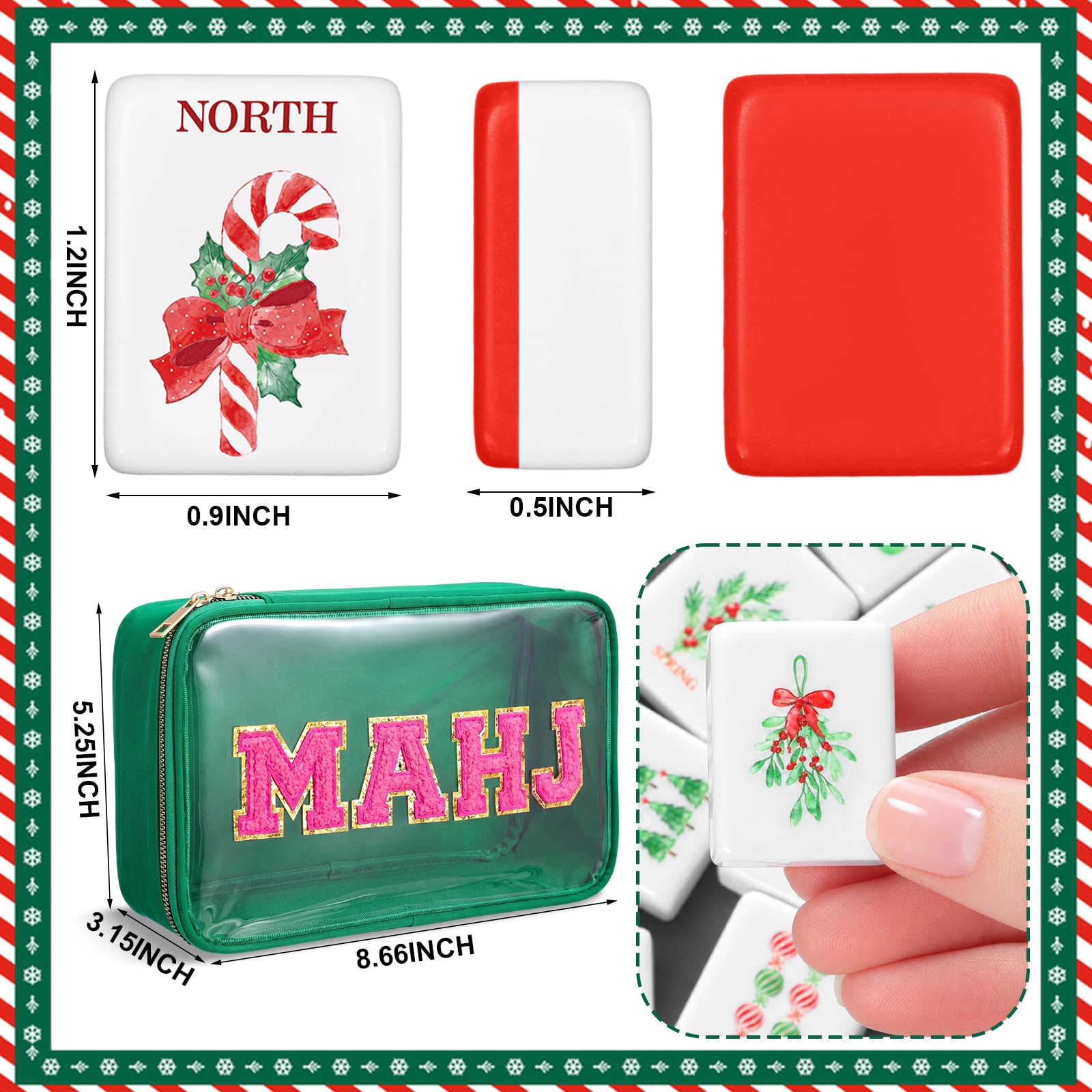Soulchen American Mahjong - Set di 166 mattonelle, tema acquerello | Scatola portaoggetti in acrilico e dadi, 3 cm, piastrelle incise 3D per adulti e amici, gioco in famiglia notte mahjong