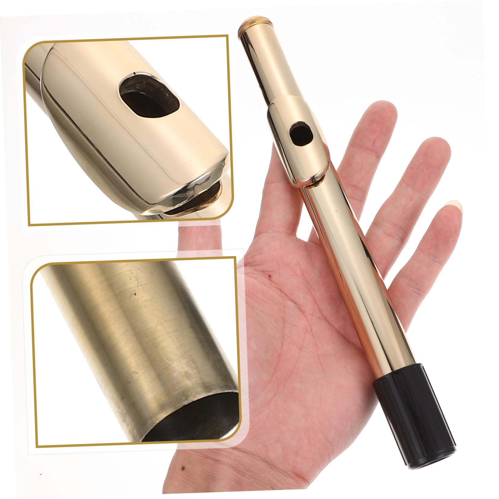 TOYANDONA Cabeza de Flauta de 16 Agujeros de Latón Blanco Dorado Superficie Lisa y Fácil de Limpiar, Accesorio Adecuado para Estudiantes y Músicos Profesionales