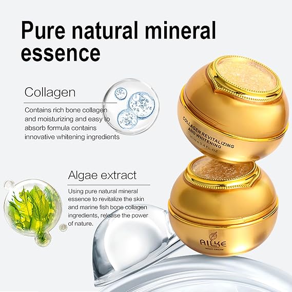 AILKE Skin Glowing Day & Night Face Cream, Clean Skin, Nourishing, Boost Radiance, With Algae Extract, Collagen, Clean Stains For Men And Women