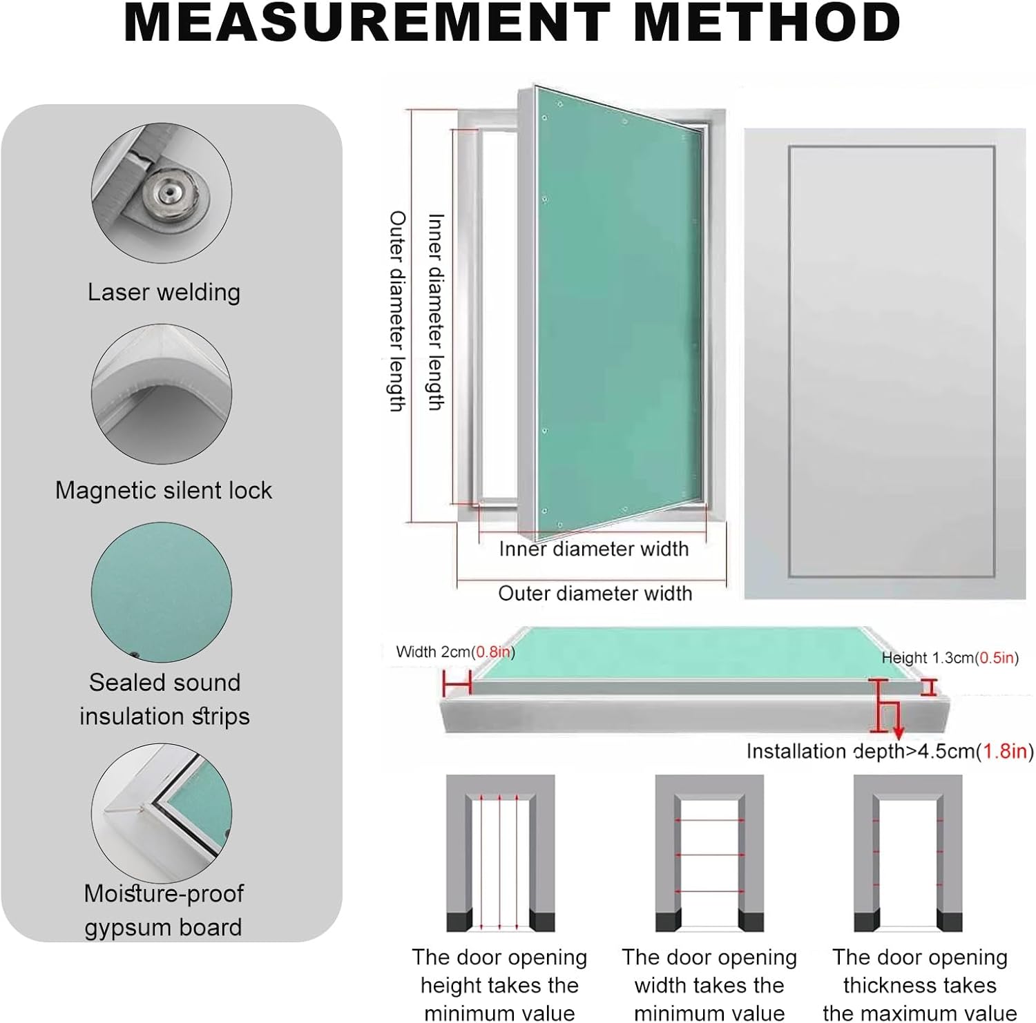 Large Flush Mounted Access Door Magnetic Drywall Access Door with Galvanised Panel Home/Hotel/Office/Restaurant Air Conditioner Outdoor Unit Inspection Port(70x80cm/28x32in)