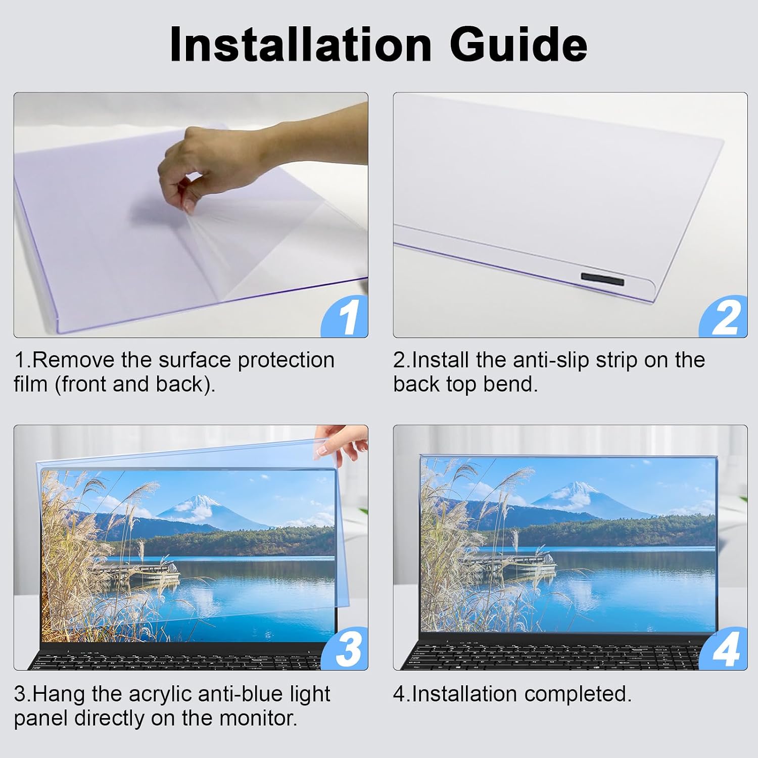 15.6 Inch Blue Light Screen Protector Panel, Eye Protection Anti-Scratch Blue Light Screen Filter for 15.6" with 16:9 Aspect Ratio Laptop, HD Not Anti-Glare
