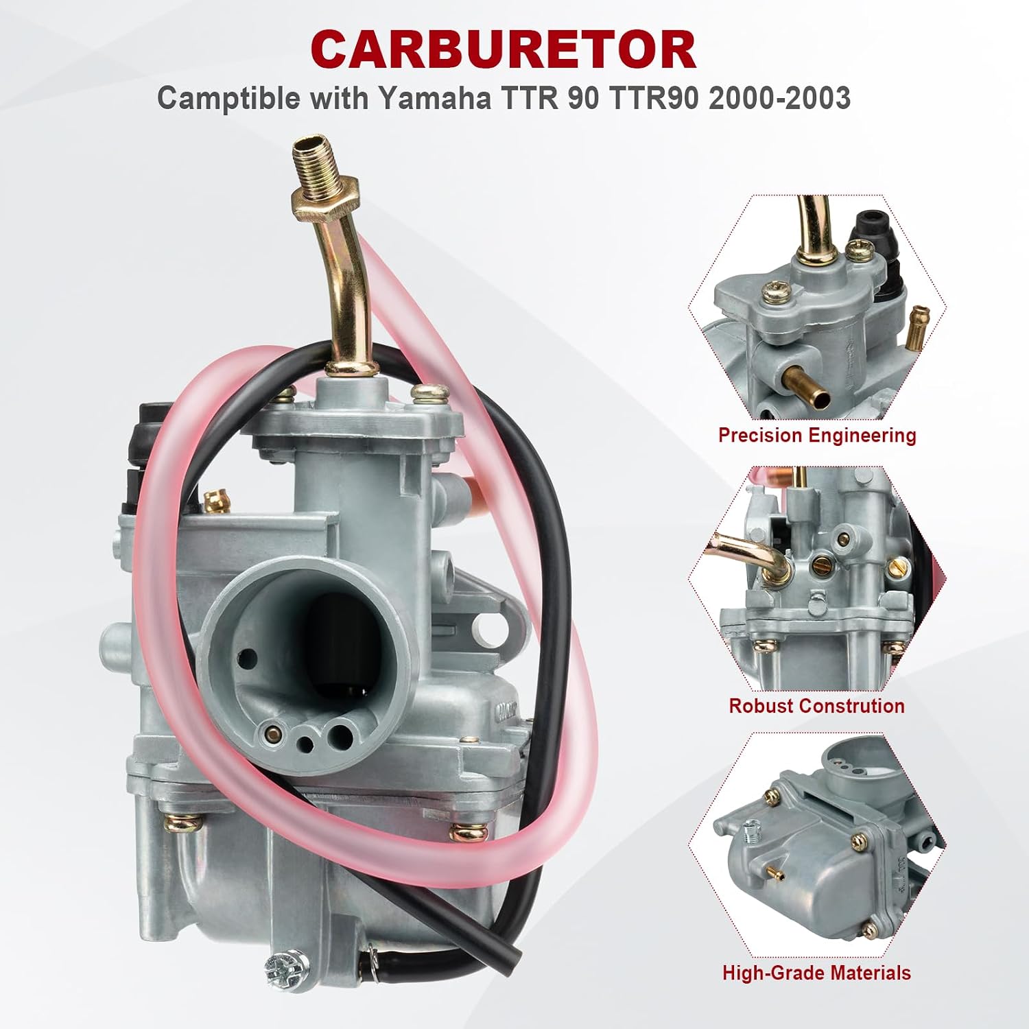 TTR90 Carburetor Compatible with Yamaha TTR 90 90E 2000 2001 2002 2003 2004 2005 2006 2007 Replace 5HN-14101-00-00 5HN-14101-10-00