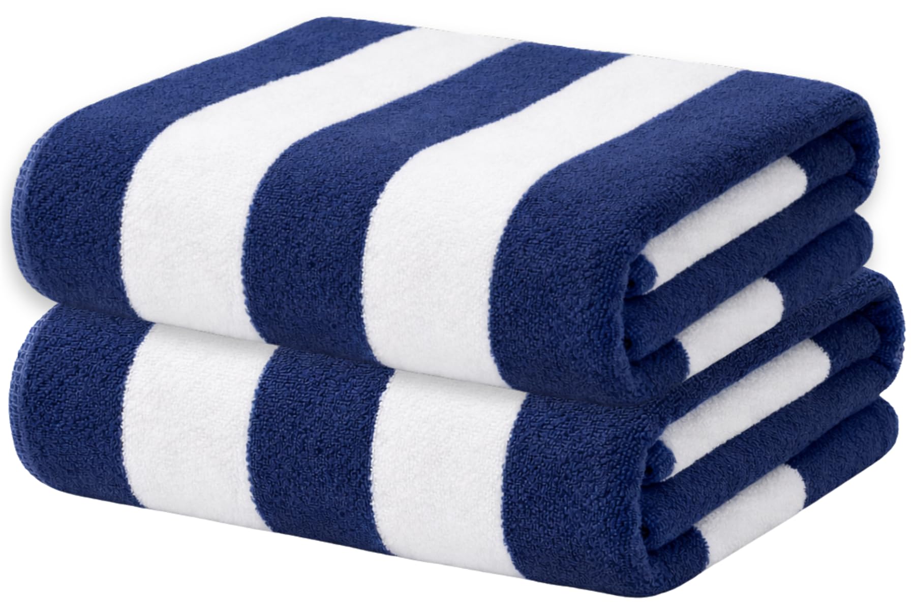 Adore Home 2 Pack Cabana Stripe Microfibre Beach Towels Quick Dry Sand Resistant Pool Towels Lightweight Holiday Travel Towels 80x160cm Navy