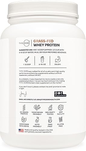 Miniatura 3 de Type Zero Polvo concentrado de proteína de suero alimentado con pasto (vainilla, 2 libras), sin gluten y sin OMG
