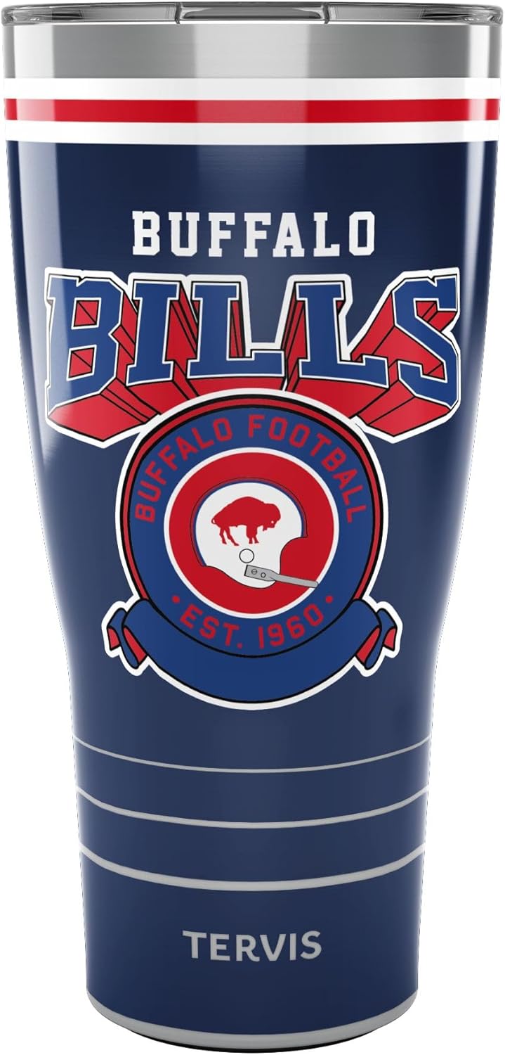Tervis Traveler NFL Buffalo Bills - Vintage Triple Insulated Tumbler Travel Cup Keeps Drinks Cold & Hot, 30oz, Stainless Steel
