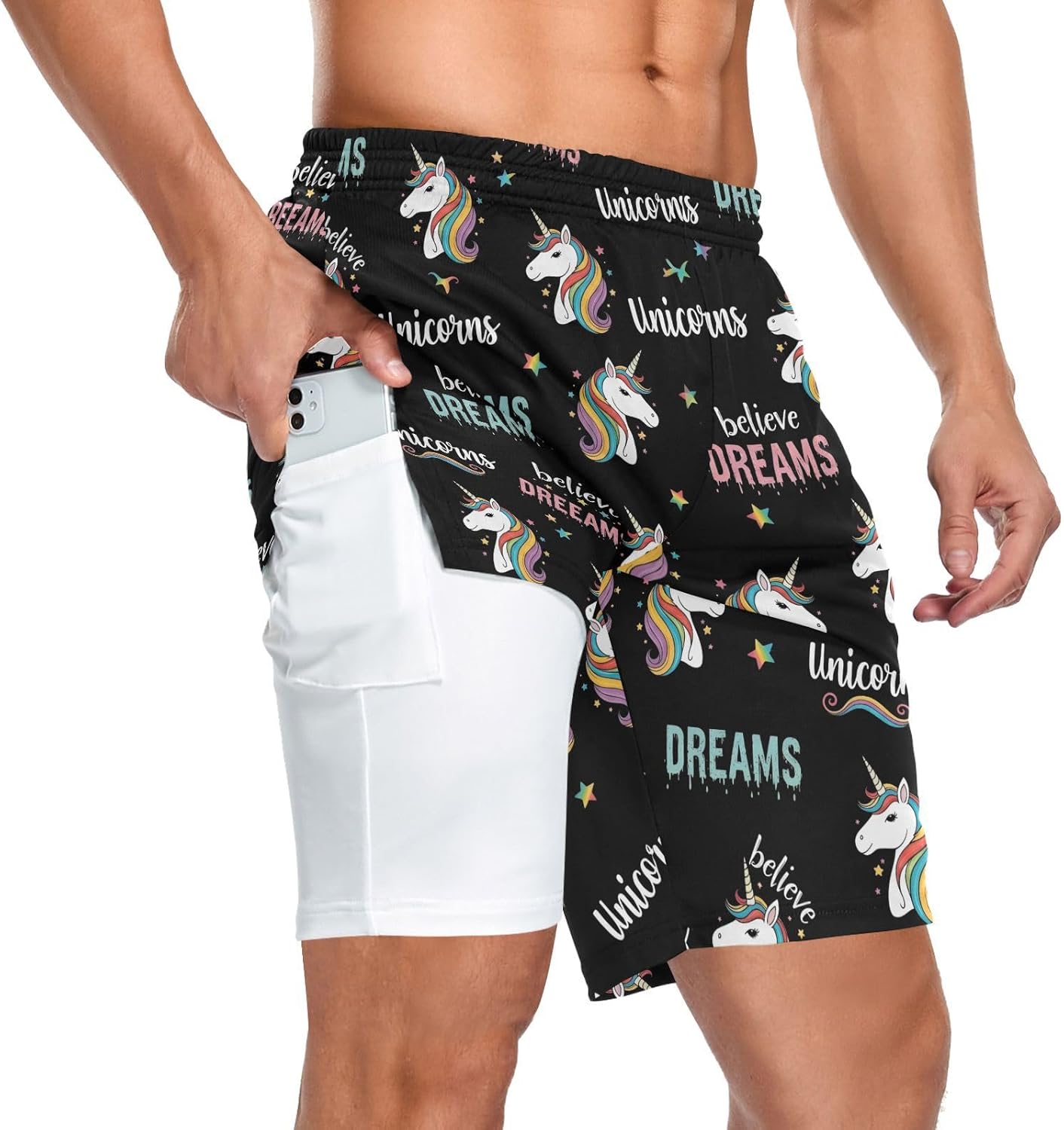 Men's 2 in 1 Athletic Running Shorts Lightweight Workout Gym Training 7" Shorts with Liner and Pockets