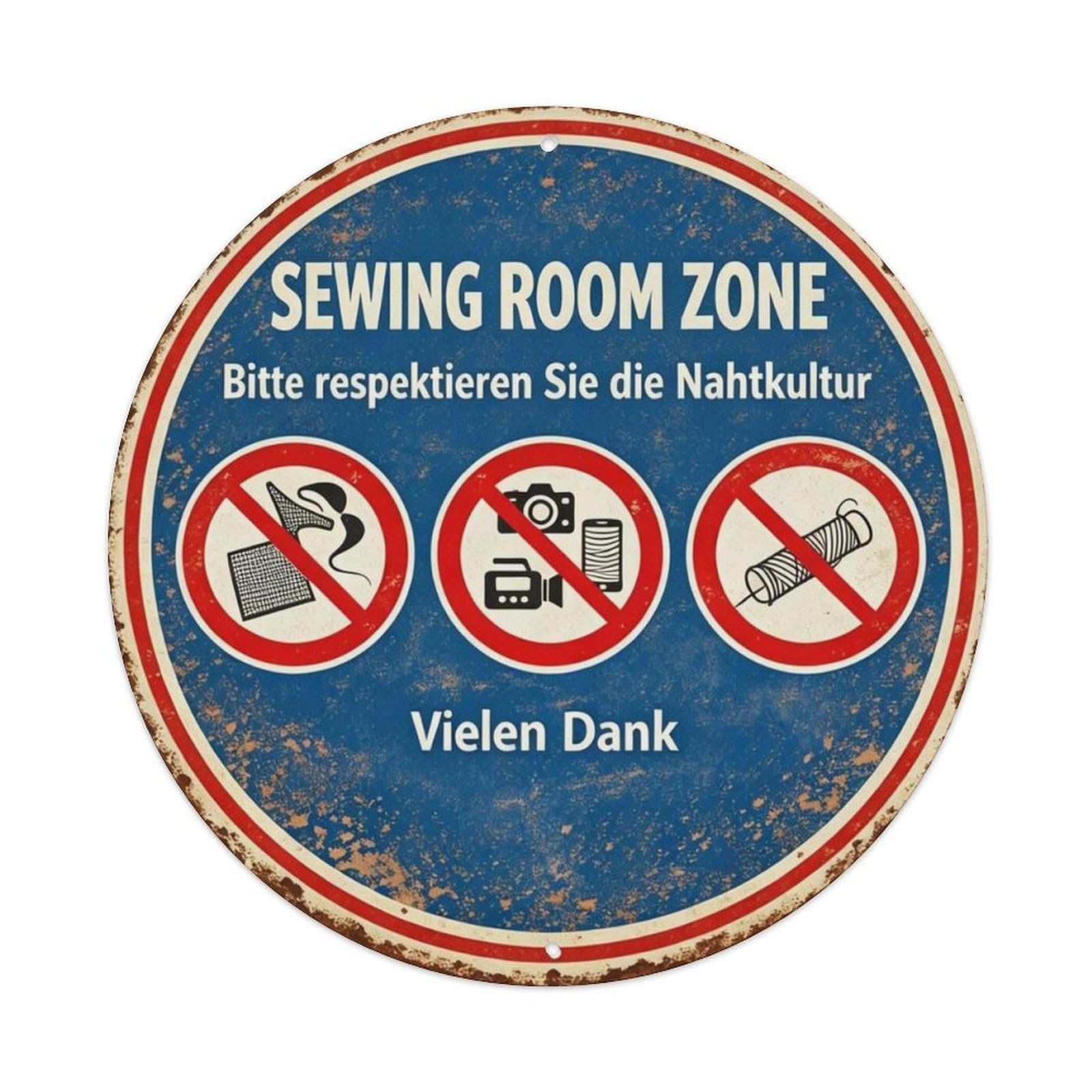 Sewing Room Zone Metal Tin Sign Plaque
