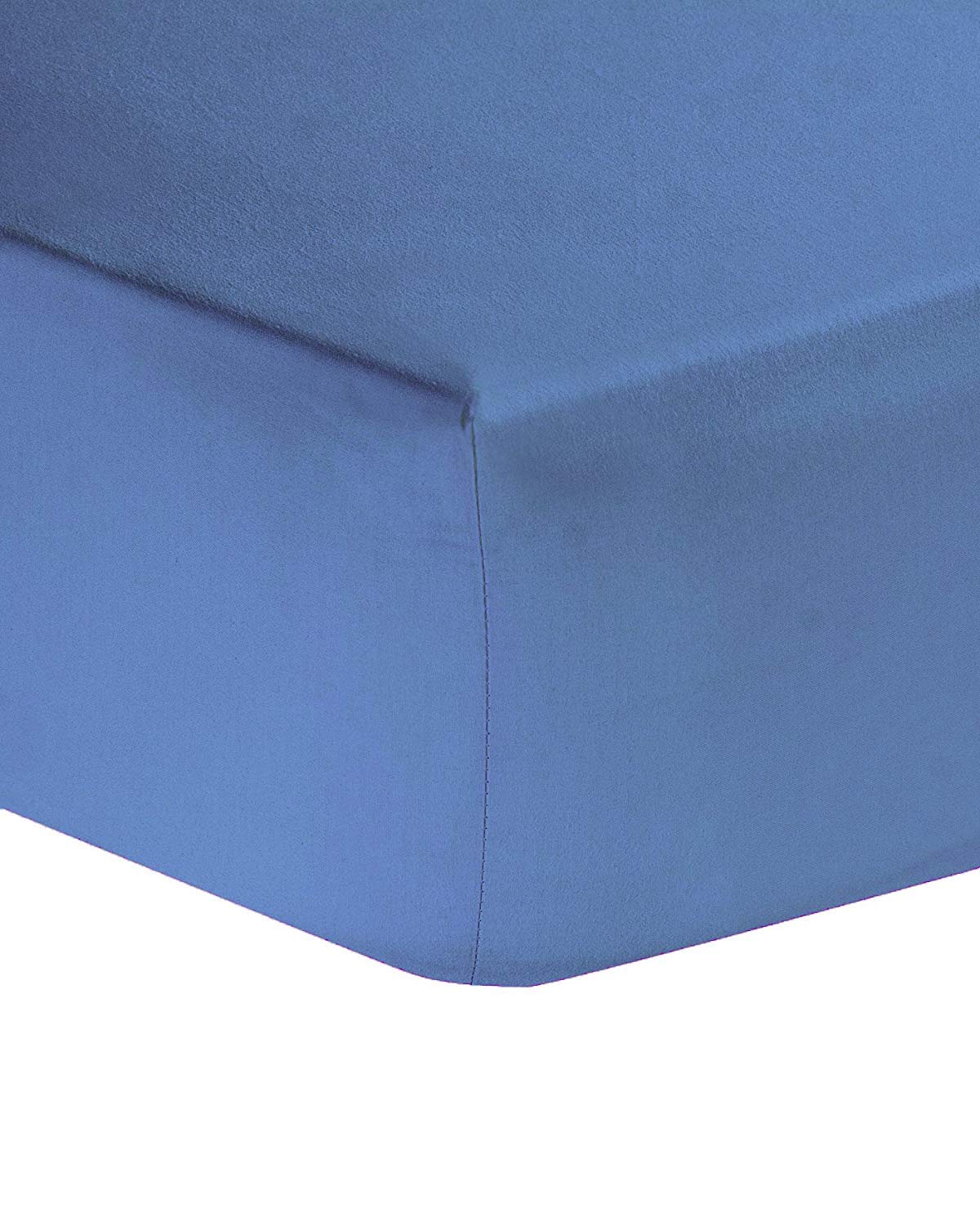 R&Z Mid Blue Plain Polycotton Fitted 25Cm Sheet/Pillow Pair Case (, Pillow Pair)
