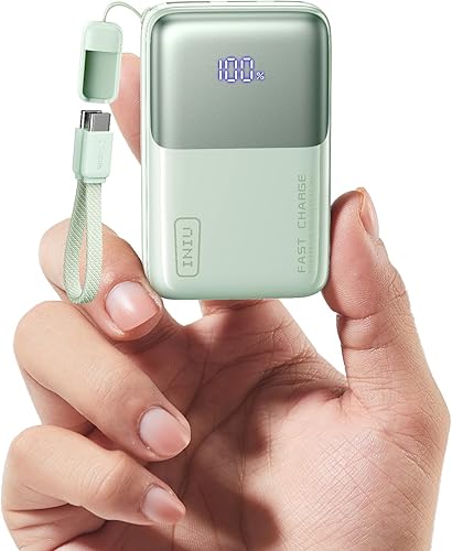INIU Cargador portátil de tamaño de bolsillo, ultra pequeño 10000mAh 45W PD Power Bank, paquete de batería de carga rápida, Powerbank esencial de